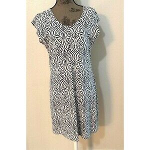 Title Nine Dress Women Sz M White Black Mini T Shirt Athletic Golf Empire Waist